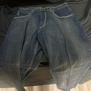 Retro Y2K evolution in design embroidered jeans, size 34x32-#568